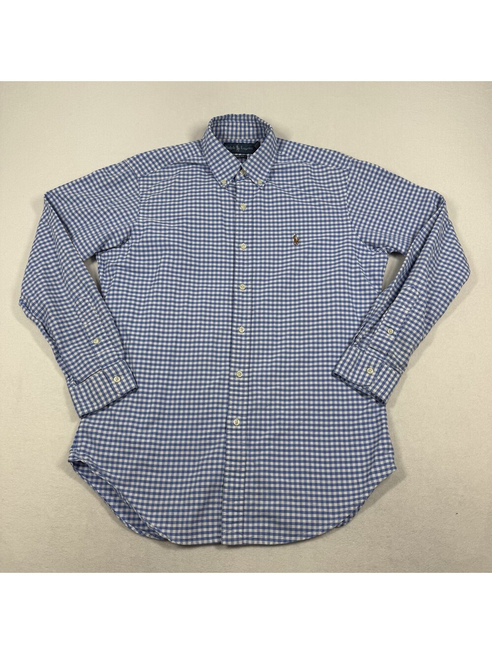 RALPH LAUREN Blue Label Long Sleeve Button Down Blue Plaid Size Medium
